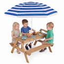 Kids Sand and Water Picnic Table with Adjustable Umbrella – Navy, view 4