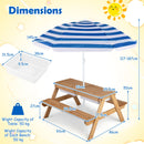 Kids Sand and Water Picnic Table with Adjustable Umbrella – Navy, view 5