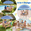 Kids Sand and Water Picnic Table with Adjustable Umbrella – Navy, view 9