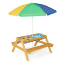 Kids Sand and Water Picnic Table with Adjustable Umbrella – Colourful, view 2