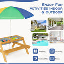 Kids Sand and Water Picnic Table with Adjustable Umbrella – Colourful, view 7