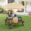 Kids Sand and Water Picnic Table with Adjustable Umbrella – Coffee, view 1