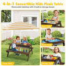 Kids Sand and Water Picnic Table with Adjustable Umbrella – Coffee, view 8
