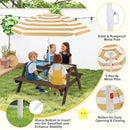 Kids Sand and Water Picnic Table with Adjustable Umbrella – Coffee, view 10