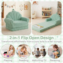 Kids Shell Back Flip-Out Sofa with Washable Cover – Green – detail view