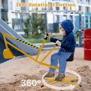 Kids Sit-On Sand Digger with Rotating Seat – rotating seat arm and bucket