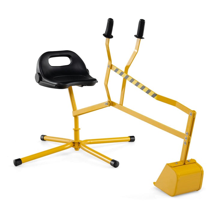 Kids Sit-On Sand Digger with Rotating Seat – yellow digger front view