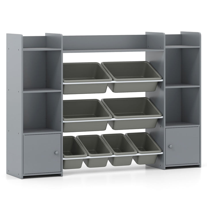 Kids Storage Cabinet with Eight Removable Toy Bins – Grey product view 2