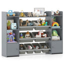 Kids Storage Cabinet with Eight Removable Toy Bins – Grey product view 3