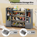 Kids Storage Cabinet with Eight Removable Toy Bins – Grey product view 7