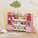 Kids Storage Cabinet with Eight Removable Toy Bins – Pink product view 1