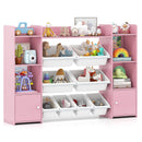 Kids Storage Cabinet with Eight Removable Toy Bins – Pink product view 3