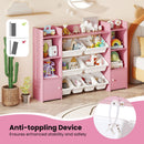 Kids Storage Cabinet with Eight Removable Toy Bins – Pink product view 8