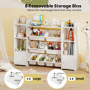 Kids Storage Cabinet with Eight Removable Toy Bins – White product view 7