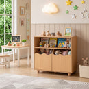 Kids Storage Cabinet with Open Shelf and Two Doors – Natural product view 1