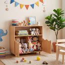 Kids Storage Cabinet with Open Shelf and Two Doors – Natural product view 2