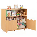 Kids Storage Cabinet with Open Shelf and Two Doors – Natural product view 3