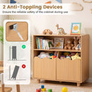 Kids Storage Cabinet with Open Shelf and Two Doors – Natural product view 6