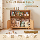 Kids Storage Cabinet with Open Shelf and Two Doors – Natural product view 7