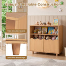 Kids Storage Cabinet with Open Shelf and Two Doors – Natural product view 8