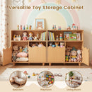 Kids Storage Cabinet with Open Shelf and Two Doors – Natural product view 9