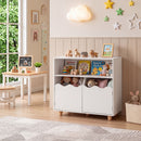 Kids Storage Cabinet with Open Shelf and Two Doors – White product view 2
