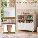 Kids Storage Cabinet with Open Shelf and Two Doors – White product view 8