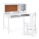 Kids Study Desk and Chair with Cork Noticeboard – white desk and chair