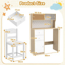 Kids Study Desk and Chair with Pegboard and Sliding Hutch – desk dimensions and chair base footprint