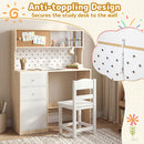 Kids Study Desk and Chair with Pegboard and Sliding Hutch – wall attachment