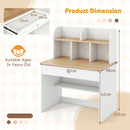 Kids Study Desk with Hutch and Drawer – White – Desk and drawer dimensions