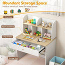 Kids Study Desk with Hutch and Drawer – White – Hutch, drawer and lower storage