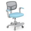 Kids Swivel Study Chair with Adjustable Footrest and Arms – Blue, view 4