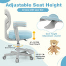 Kids Swivel Study Chair with Adjustable Footrest and Arms – Blue, view 7