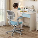 Kids Swivel Study Chair with Adjustable Footrest and Arms – Blue, view 11