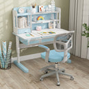 Kids Swivel Study Chair with Adjustable Footrest and Arms – Blue, view 12