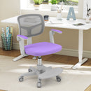 Kids Swivel Study Chair with Adjustable Footrest and Arms – Purple, view 1