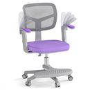Kids Swivel Study Chair with Adjustable Footrest and Arms – Purple, view 3
