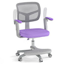 Kids Swivel Study Chair with Adjustable Footrest and Arms – Purple, view 4