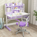 Kids Swivel Study Chair with Adjustable Footrest and Arms – Purple, view 7
