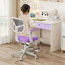 Kids Swivel Study Chair with Adjustable Footrest and Arms – Purple, view 8