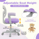 Kids Swivel Study Chair with Adjustable Footrest and Arms – Purple, view 9