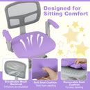 Kids Swivel Study Chair with Adjustable Footrest and Arms – Purple, view 12