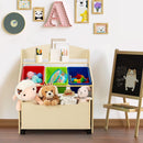 Kids Toy and Book Storage with Three Bins and Rolling Box – Natural product view 1