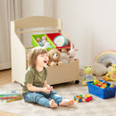 Kids Toy and Book Storage with Three Bins and Rolling Box – Natural product view 5
