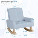 Kids Upholstered Rocking Chair with Wooden Runners – Blue – detail view