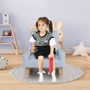 Kids Upholstered Rocking Chair with Wooden Runners – Blue – detail view
