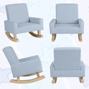 Kids Upholstered Rocking Chair with Wooden Runners – Blue – detail view