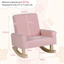 Kids Upholstered Rocking Chair with Wooden Runners – Pink – detail view