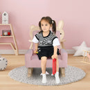Kids Upholstered Rocking Chair with Wooden Runners – Pink – detail view